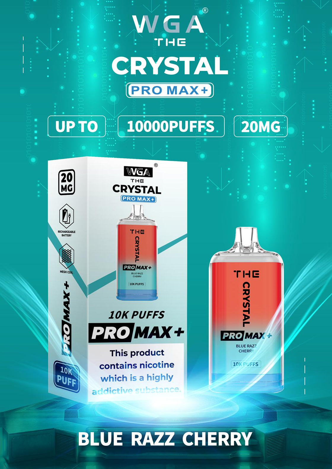 The Crystal Pro Max + 10000 Disposable Vape Pod