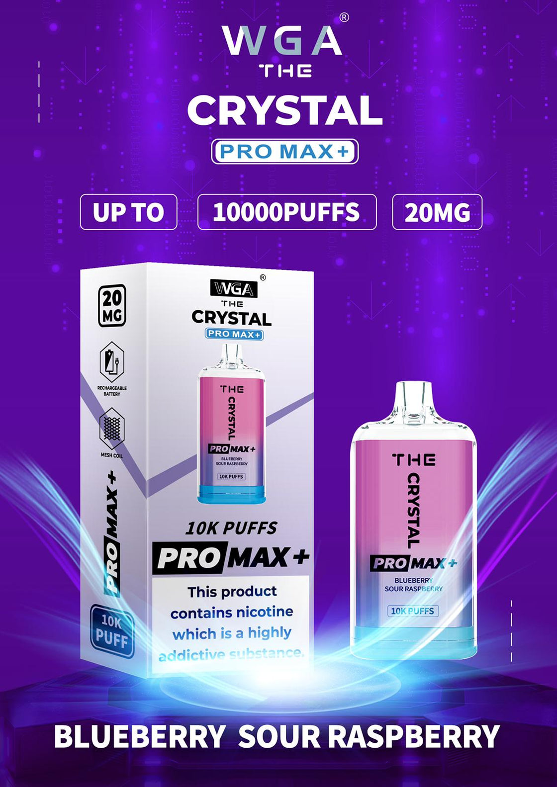 The Crystal Pro Max + 10000 Disposable Vape Pod Pack of 10