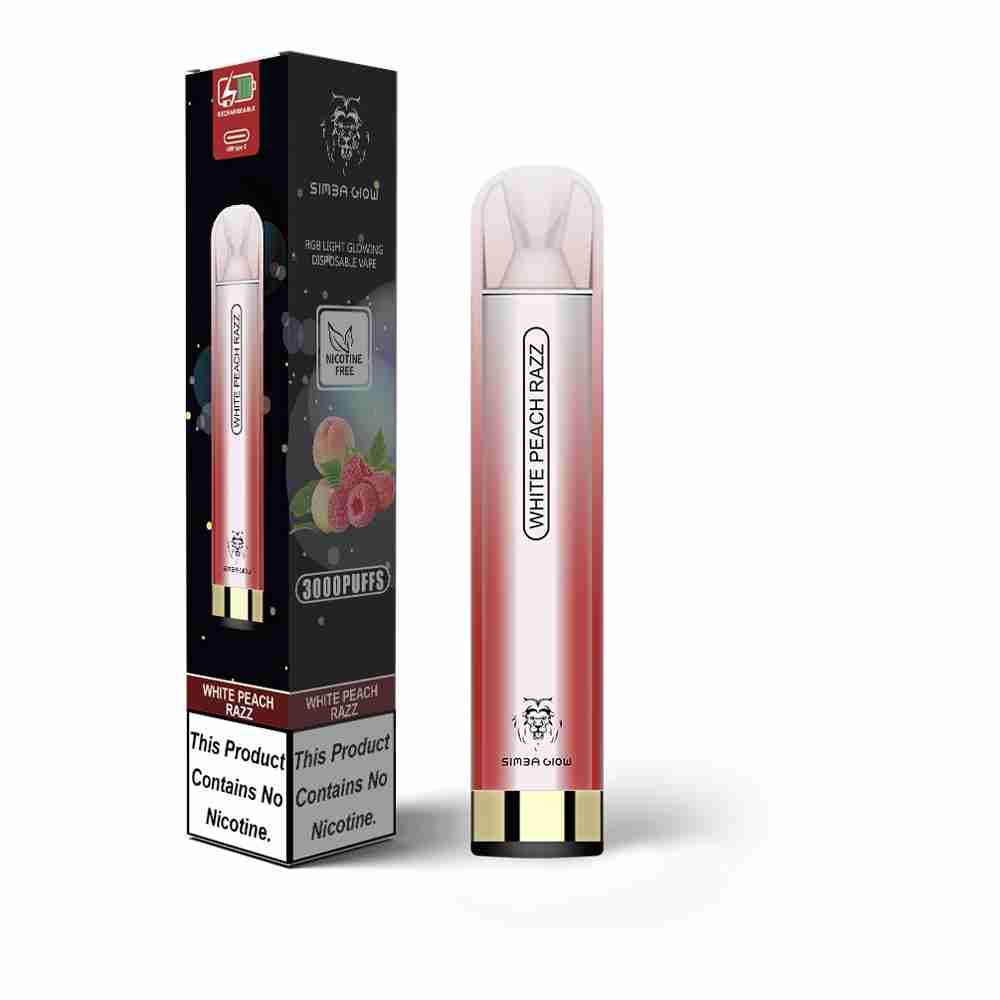 Simba Glow Bar 3000 Puffs Disposable Vape Pen E Cigarette, Rechargeable -No Nicotine – 10 Pack - #Simbavapes#